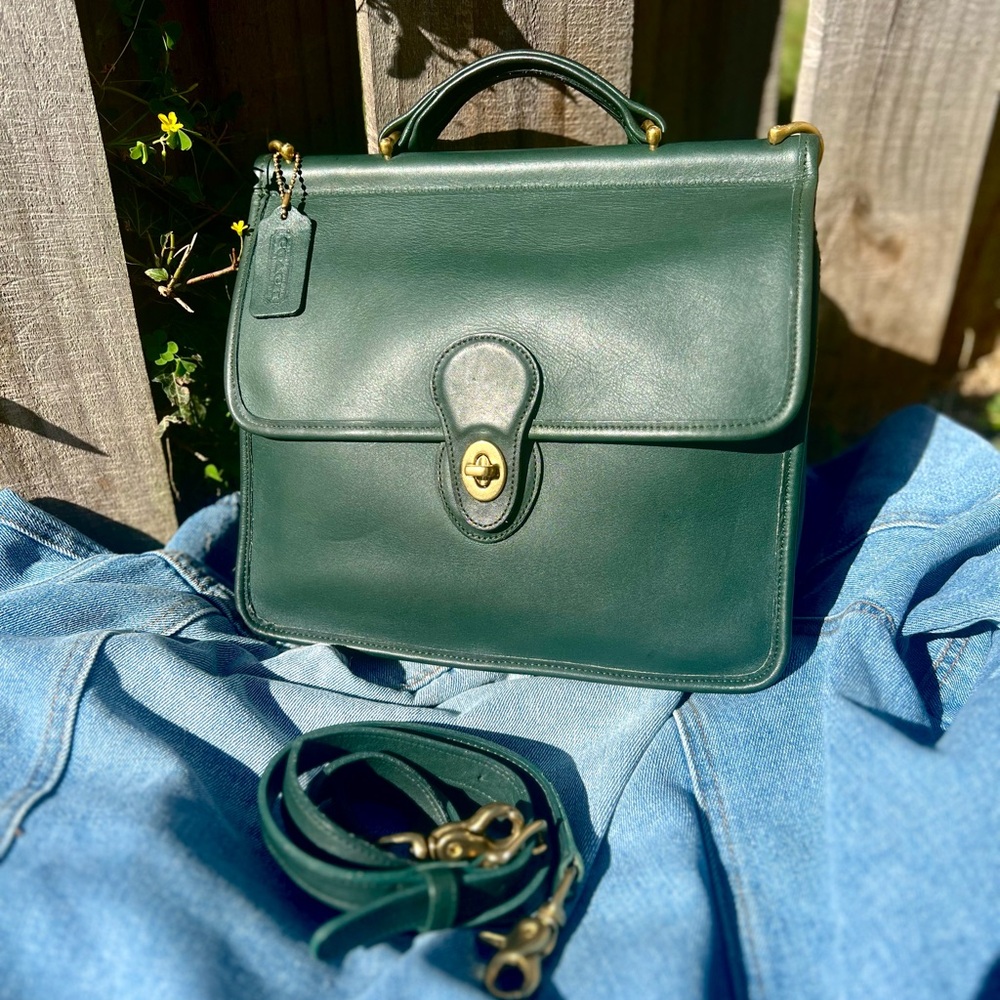 Vintage coach bottle green Willis 9927 top handle crossbody shoulder bag